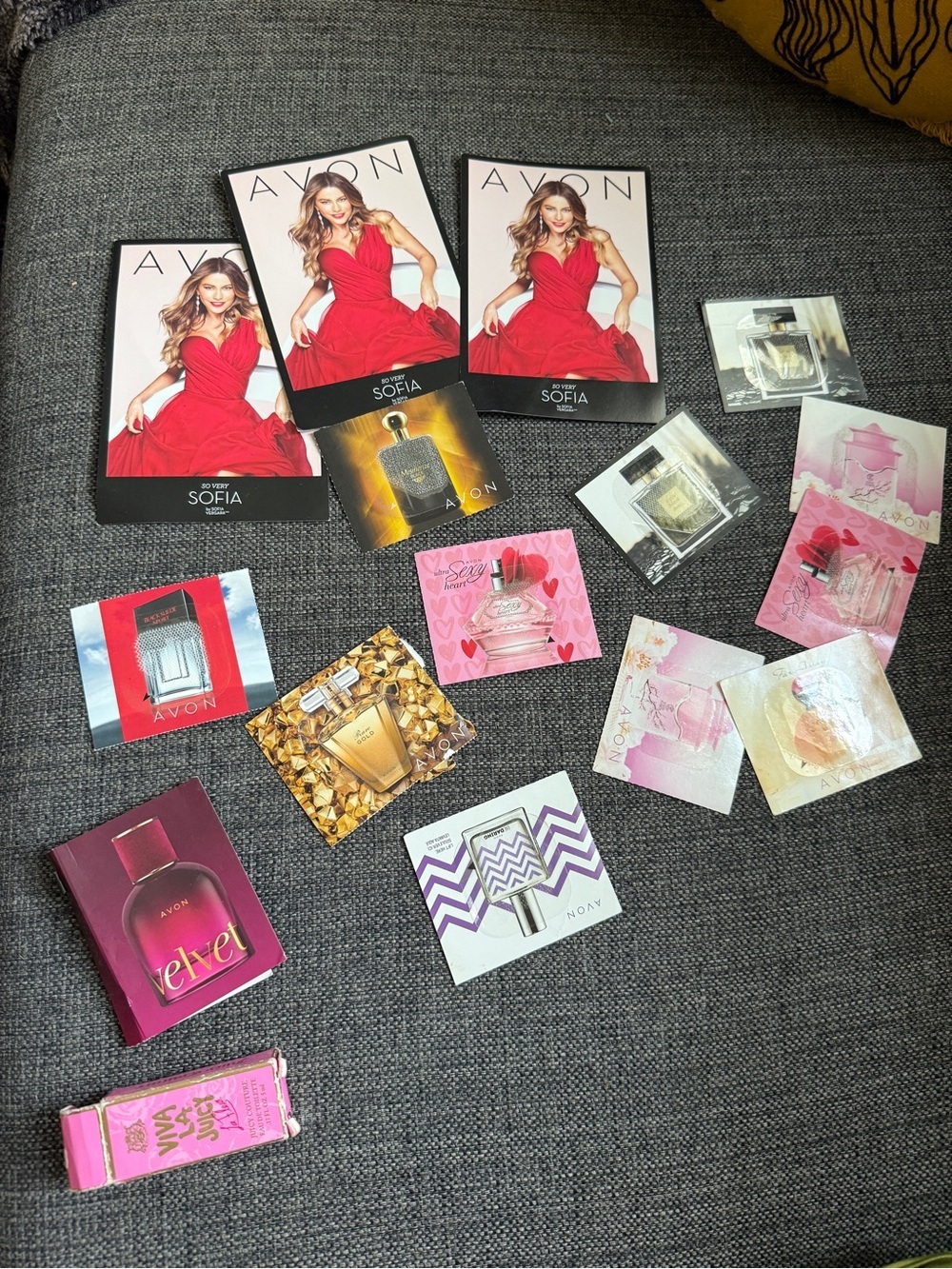 Avon Sample Card Lot with Red, Pink & Gold Accents
